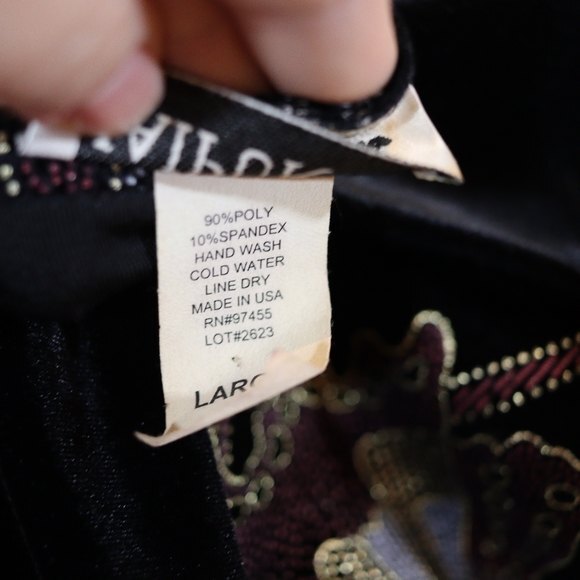 Vintage Jaipur Velour Metallic Butterfly Sparkle Long line Tunic Top LG - Picture 10 of 10